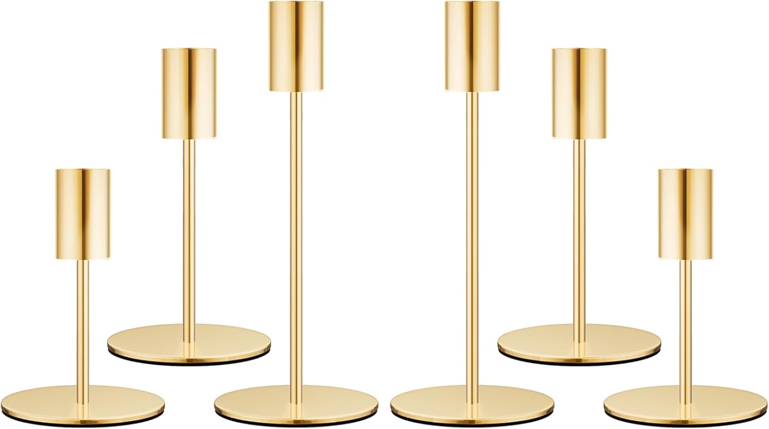 zeochyni Set of 6 French Gold Taper Candle Holders Candlestick Holders, Decor Candle Stick Candle Holder for Table or Mantel Centerpiece, Wedding, Dinning, Party Home Decor