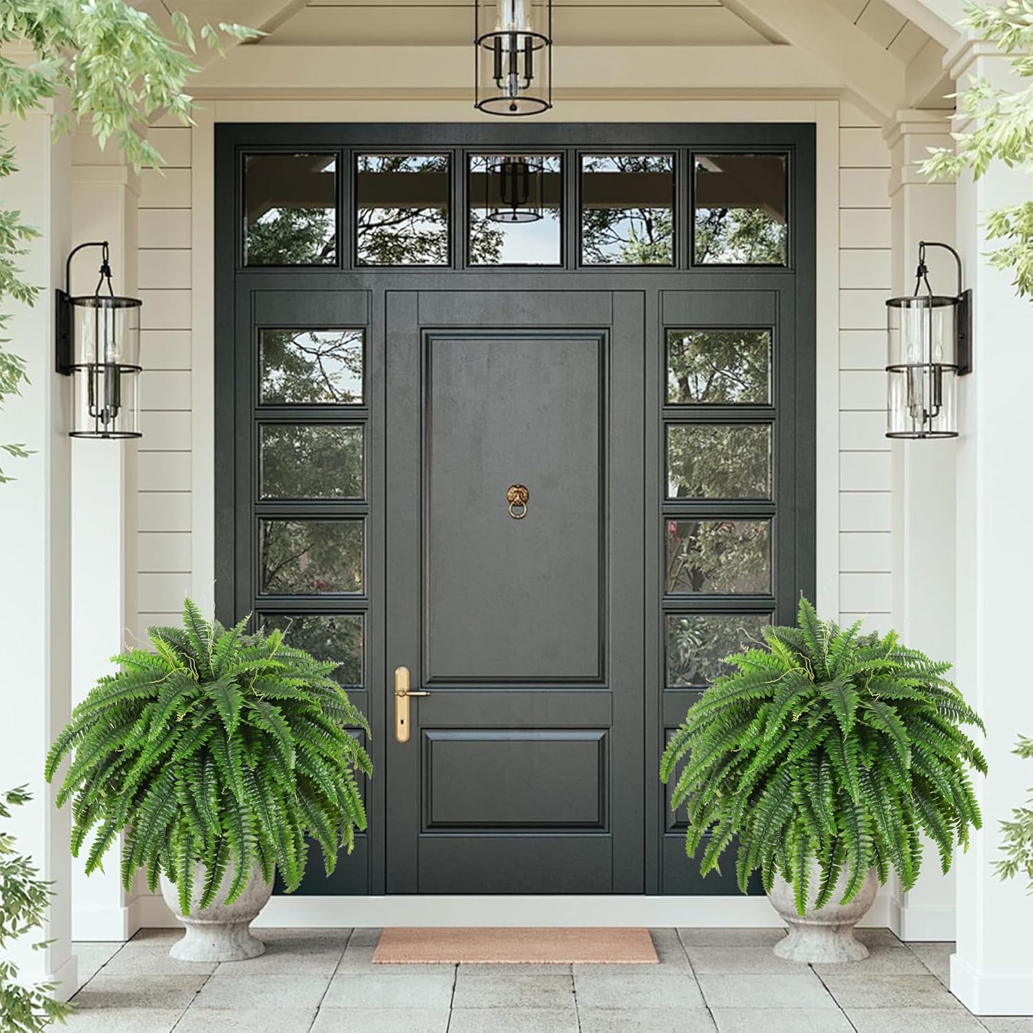 Dkaltm Single Silky Artificial Boston Fern Bush, 49Inch Large Artificial Ferns for Outdoors, Large Faux Ferns Artificial Plants,Suitable for Decorating Office, Living Room Faux Greenery,95Branches