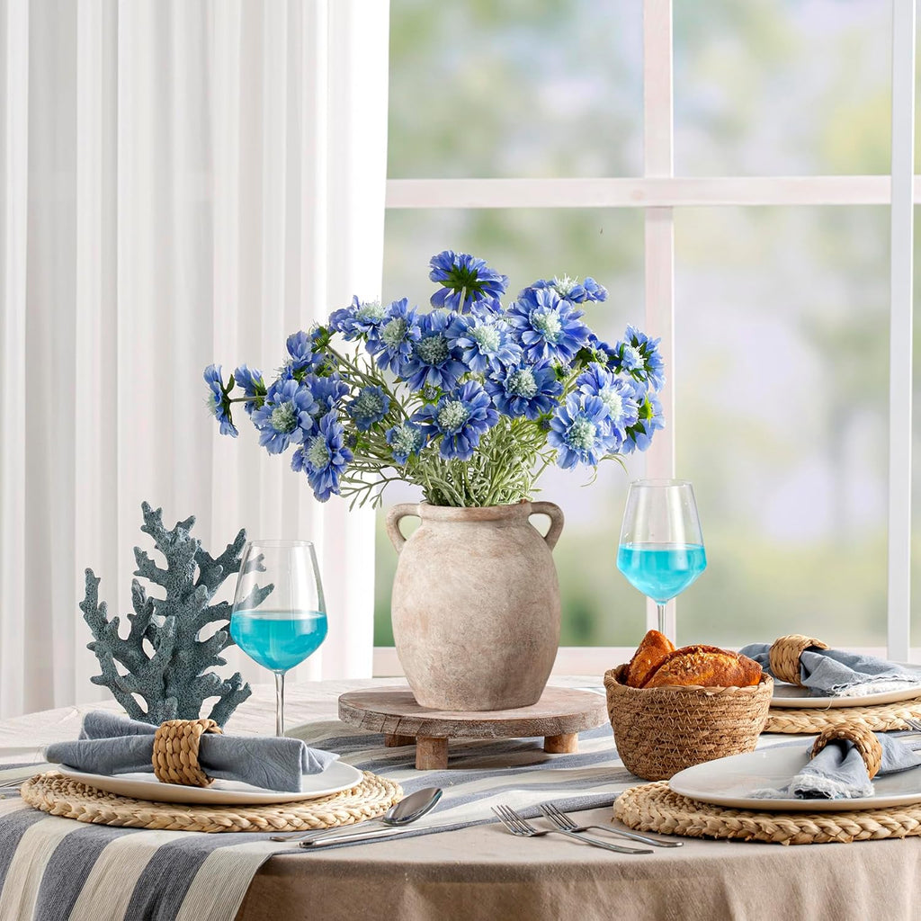 Dobbyby Ceramic Flower Vase 7.6 inch Farmhouse Rustic Vase Decorative Pottery Terracotta Vases for Home Decor Table Mantle Fireplace Living Room Bathroom Wedding Centerpiece (Whitewashed)