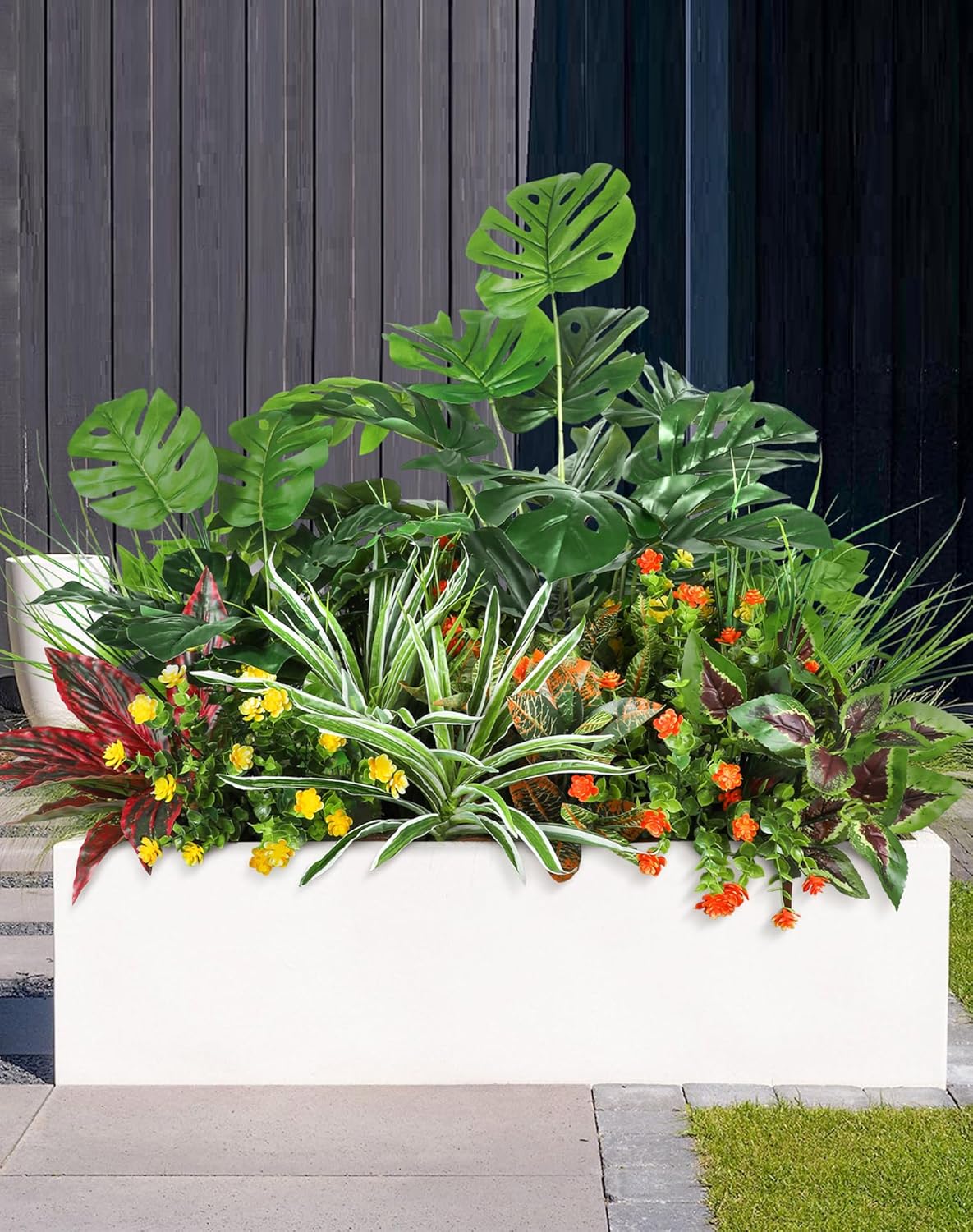 Ouddy Decor 18 Pcs Artificial Plants Outdoor, Fake Boxwood Plants UV Resistant Artificial Flowers Greenery Stems Faux Shrubs for Indoor Outdoor Porch Patio Garden Spring Summer Home Decor